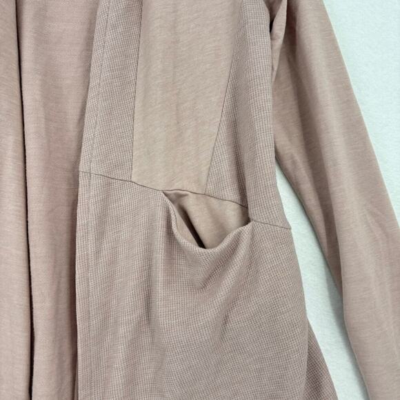 LOGO Lounge Lori Goldstein French Terry Open Cardigan Waffle Panels Beige XS - Picture 5 of 9